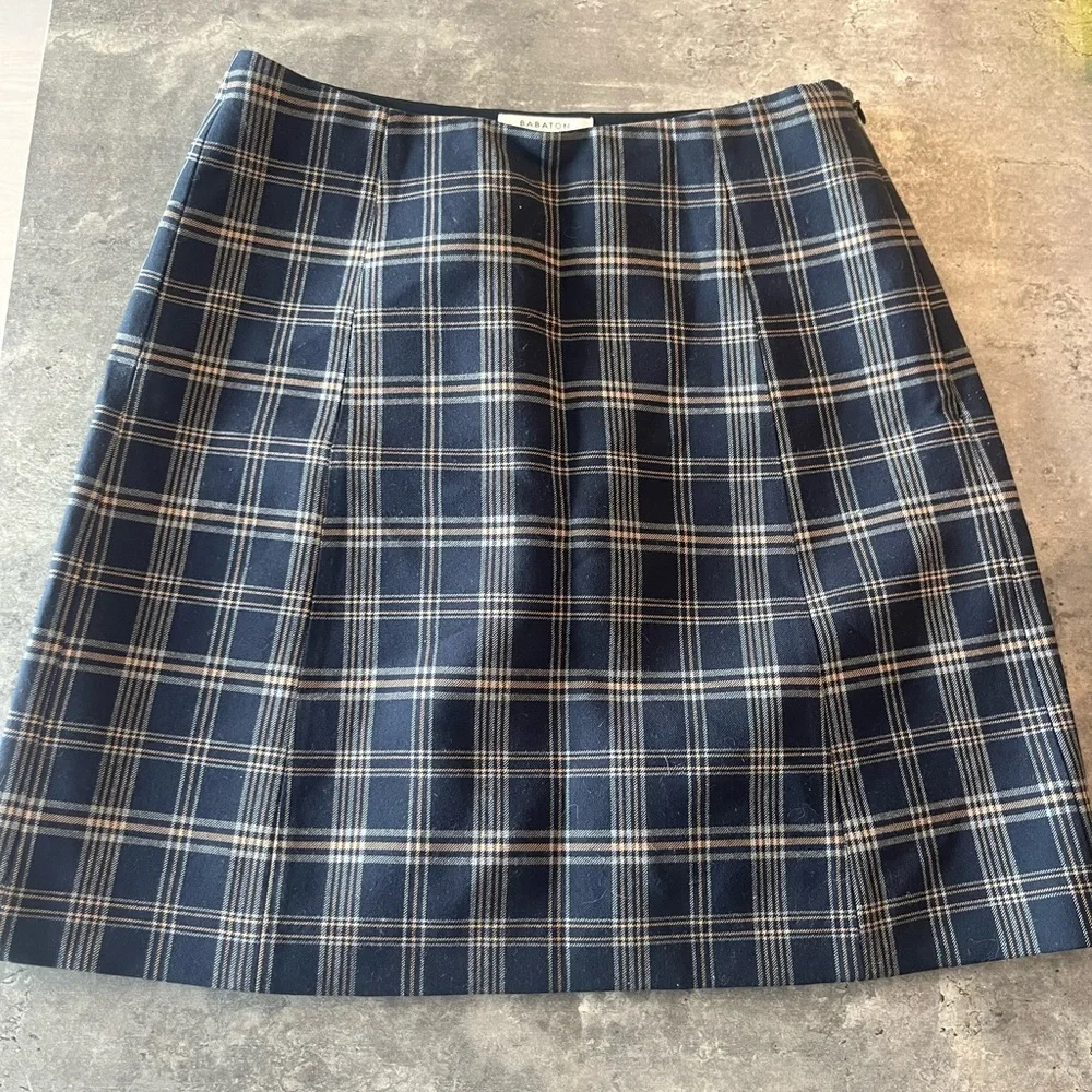Babaton Navy and White Plaid Mini Skirt - Picture 1 of 3
